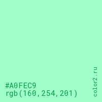 цвет #A0FEC9 rgb(160, 254, 201) цвет