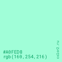 цвет #A0FED8 rgb(160, 254, 216) цвет