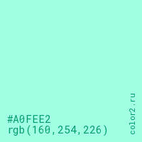 цвет #A0FEE2 rgb(160, 254, 226) цвет