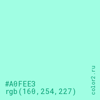 цвет #A0FEE3 rgb(160, 254, 227) цвет
