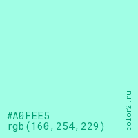 цвет #A0FEE5 rgb(160, 254, 229) цвет