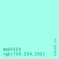 цвет #A0FEE9 rgb(160, 254, 233) цвет