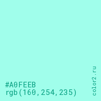 цвет #A0FEEB rgb(160, 254, 235) цвет