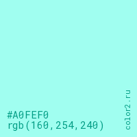 цвет #A0FEF0 rgb(160, 254, 240) цвет
