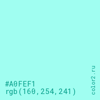 цвет #A0FEF1 rgb(160, 254, 241) цвет