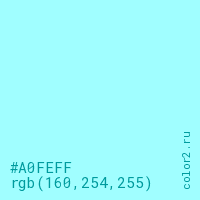 цвет #A0FEFF rgb(160, 254, 255) цвет